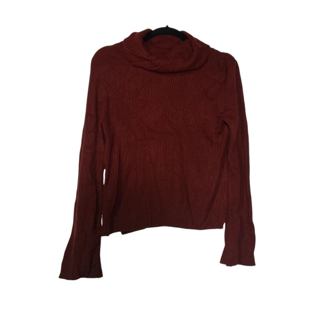 Madewell Turtleneck Sweater Deep Red Ribbed Size Medium Alpaca Wool Fall NWT